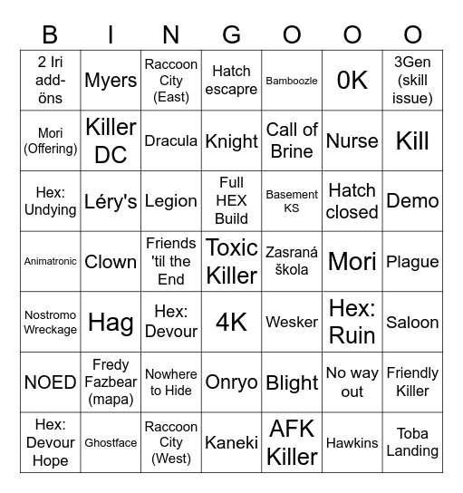 Hard survivor bingo Card
