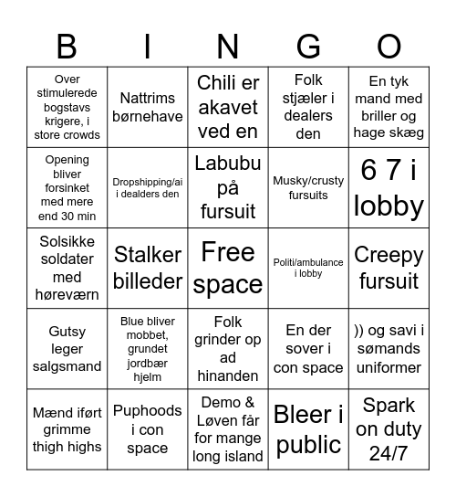 Toxic NFC Bingo Card