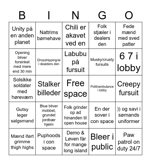 Toxic NFC Bingo Card
