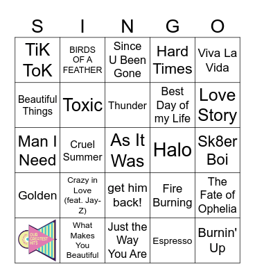 Sing-O Bingo Card