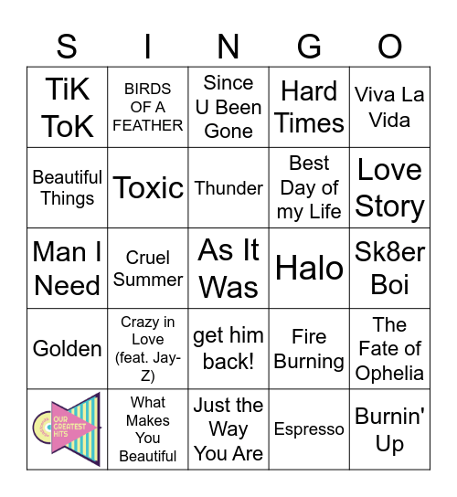 Sing-O Bingo Card