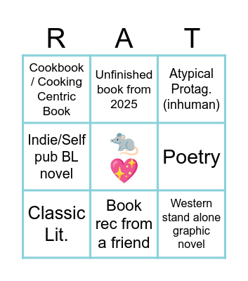Rattes Read Bingo Card