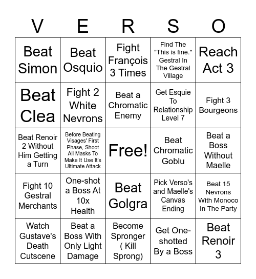 Expedition 33 Bingo (NG+) Bingo Card