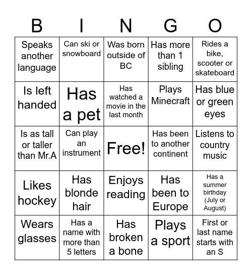 Bingo Card
