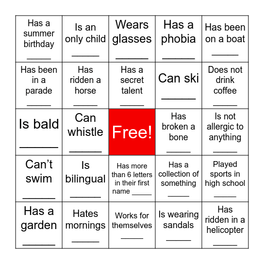 OSA PTSA Social Bingo! Bingo Card