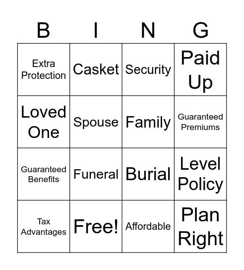 FINAL EXPENSE BINGO Card