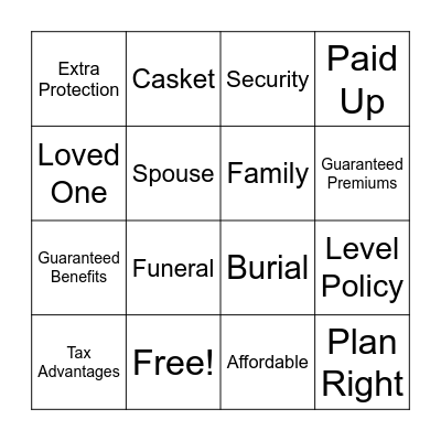 Final Expense Bingo Card