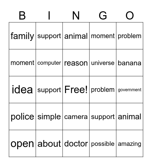 Untitled Bingo Card