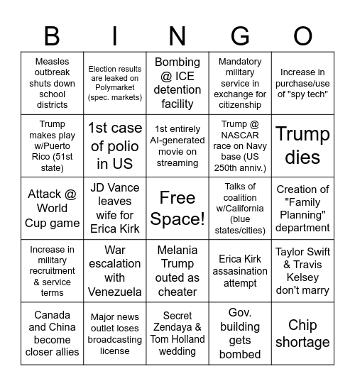 2026 Event Bingo Card