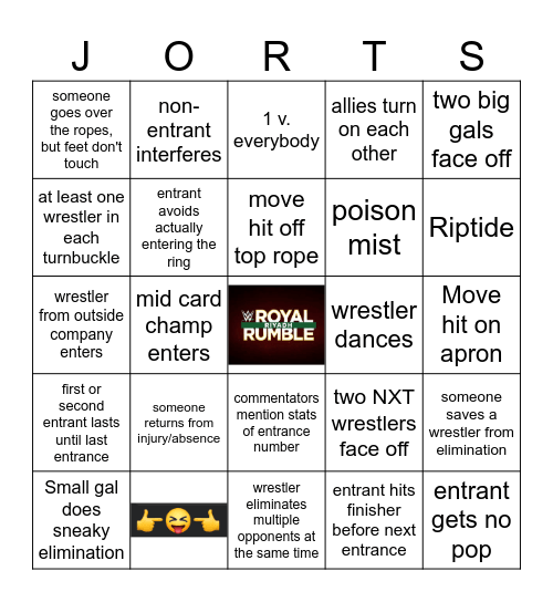 Women's Royal Rumble Bingo Card