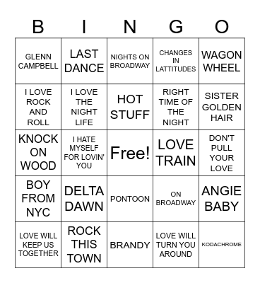 LIVE MUSIC BINGO WITH KELLY & CO. Bingo Card