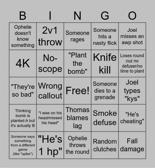 CS2 bingo Card