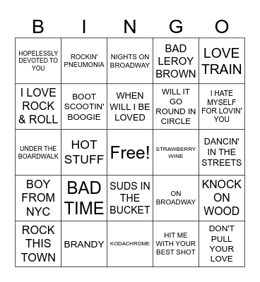 MUSIC BINGO WITH KELLY & CO. Bingo Card