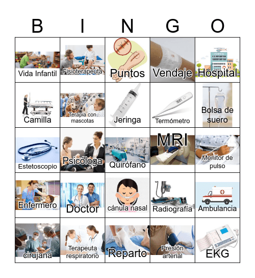 Hospital Bingo Card