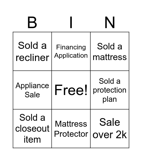Sell it Saturday Bingo Card