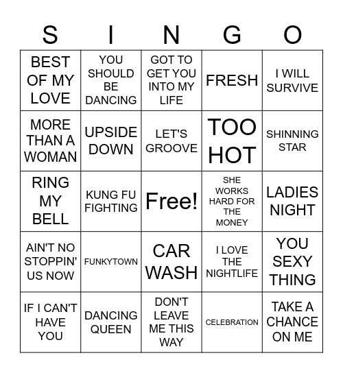 DISCO Bingo Card