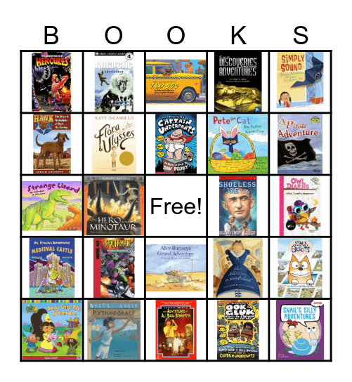 Book an Adventure Bingo Card