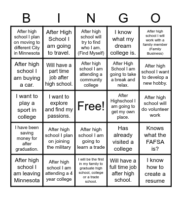 Senior Bingo Card
