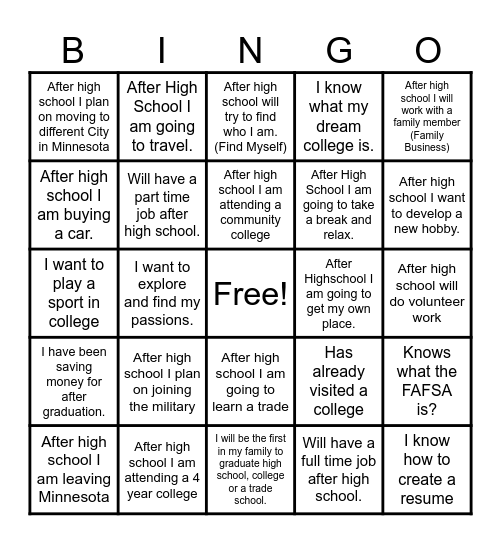 Senior Bingo Card