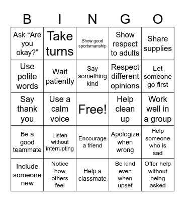 Empathy Bingo Card