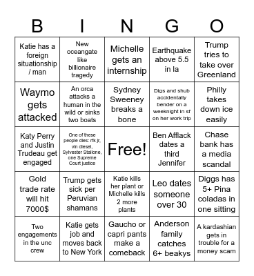 Pals 2026 predictions Bingo Card