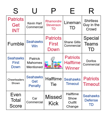 Super Bowl LX Bingo Card