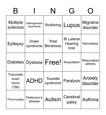 disAbility Resource Center Bingo Card