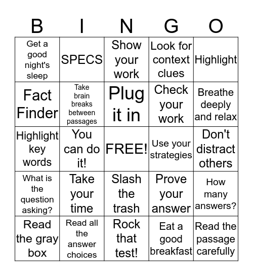 SOL Bingo Card
