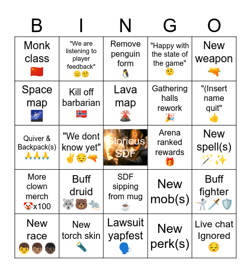 Dark and Darker Bingo Sheet for Onepeg Interview | January 26th 2026 interview Bingo Card
