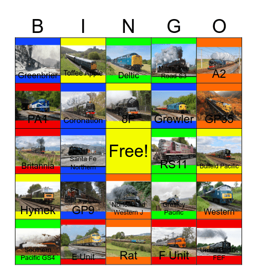 Railroads that I would like to take a photograph after John will say "Wave Bye Bye to a Day at the Zoo on Videocassette for life" one day Bingo Card