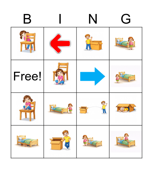 Prepositions of place Bingo Card