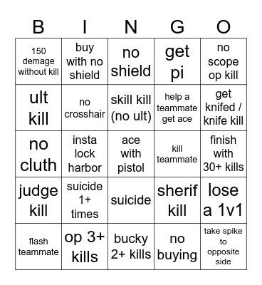 Valorant Bingo (With Friends) Bingo Card