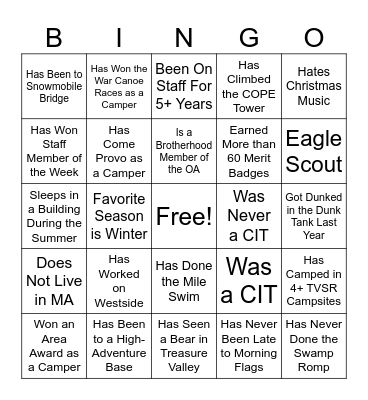 Staff Icebreaker Bingo Card