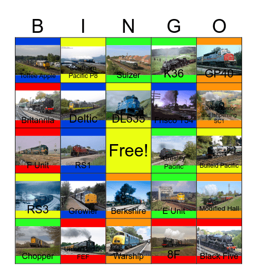 Steam Railroads that I would like to take a photograph after John will say "Wave Bye Bye to Steam Alive on Videocassette for life" one day Bingo Card