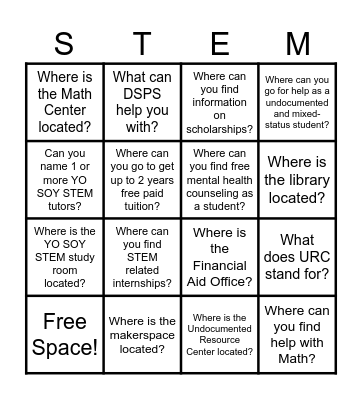 Spring 2026 Bienvenida Estudiantil Bingo Card