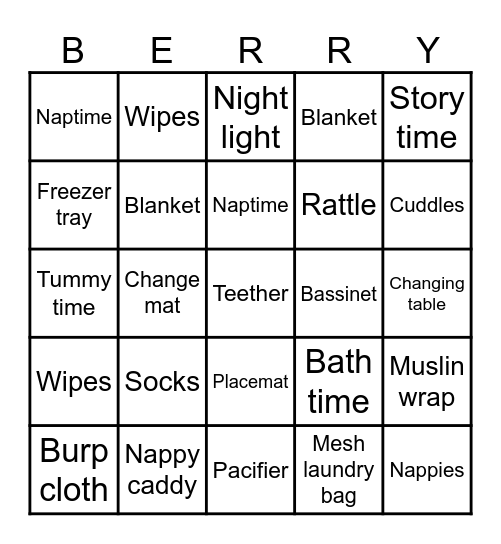 BABY SHOWER Bingo Card