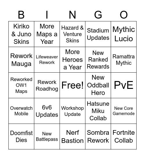 Overwatch Spotlight 2026 Bingo Card