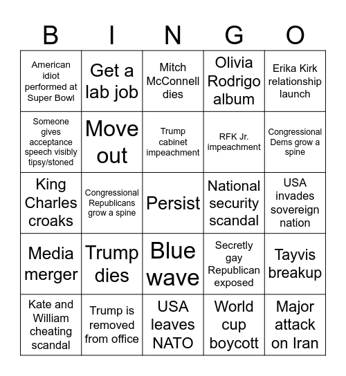 2026: A Wild Ride Bingo Card