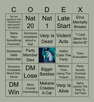 Draconic Codex 23 - Wrathful Spelunking Bingo Card