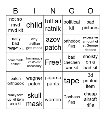 rusfor bingo Card