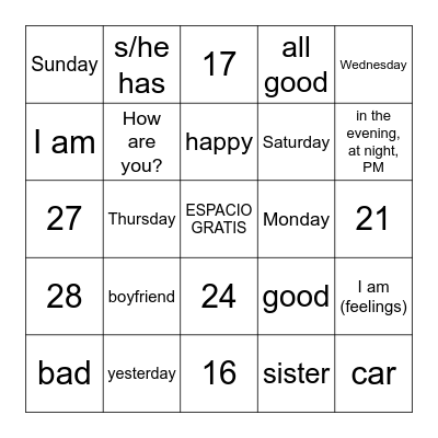 Somos 1.5 Bingo Card