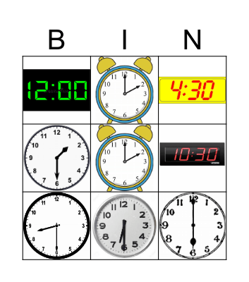 What time is it? Bingo Card