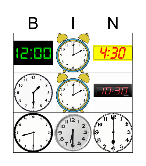 What time is it? Bingo Card