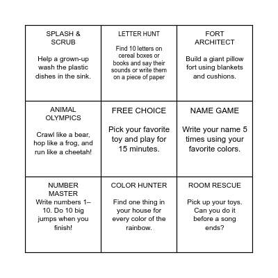 E-learning day Choice Board Bingo Card