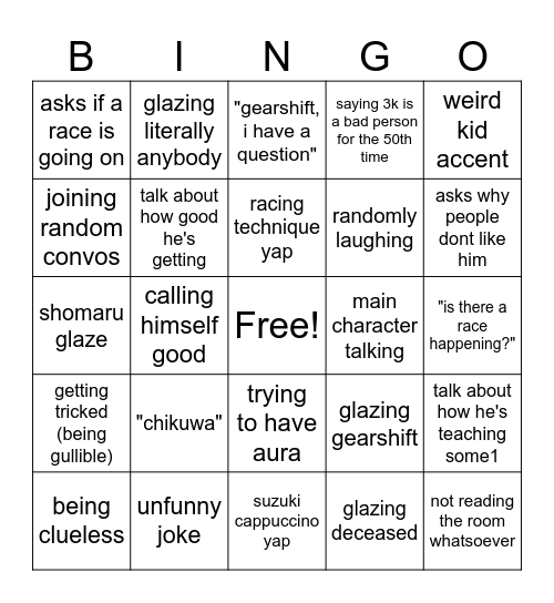 marxx bingo board Bingo Card