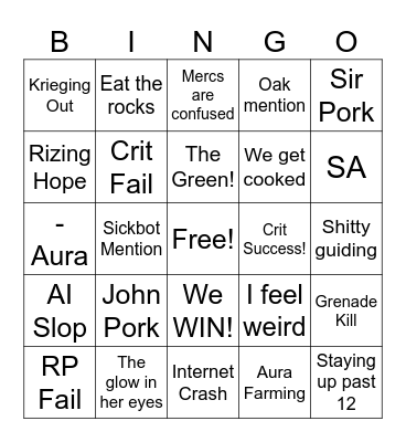 NCR Paratrooper Event Bingo Card