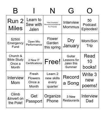 2026 Bingo Board Bingo Card