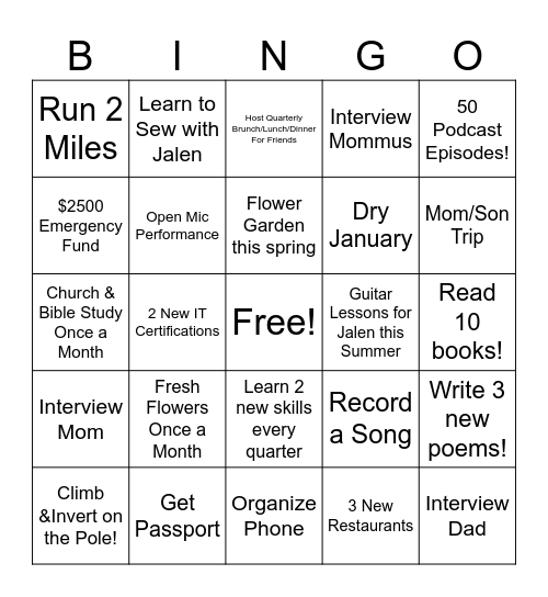 2026 Bingo Board Bingo Card