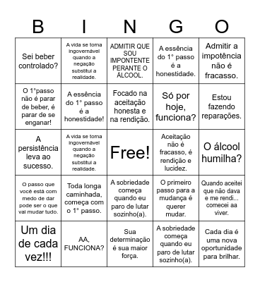 PRIMEIRO PASSO DE AA Bingo Card