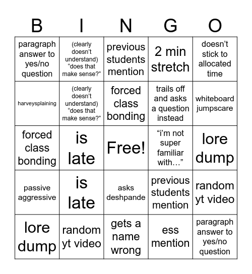angela harvey Bingo Card